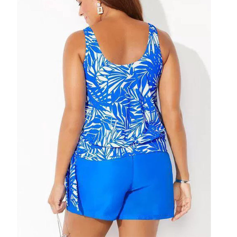 Tankini femme – Ensemble 2 pièces – Imprimé tropical – Coupe décontractée – Tissu respirant