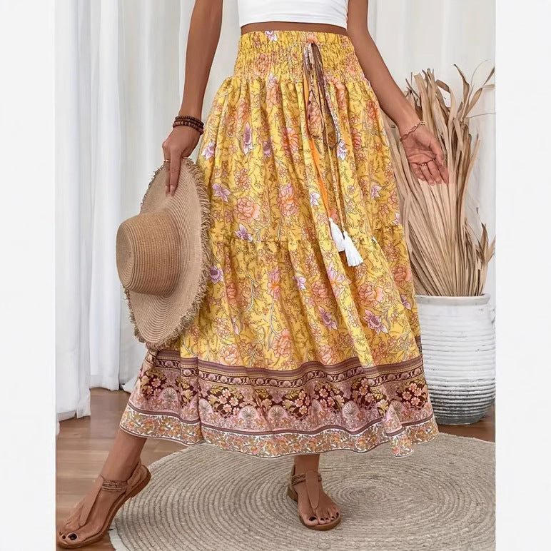 Revie | Jupe longue boho en coton mélangé léger