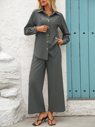 Ensemble Femme Deux Pièces – Tunique Décontractée et Pantalon Large – Tissu Respirant
