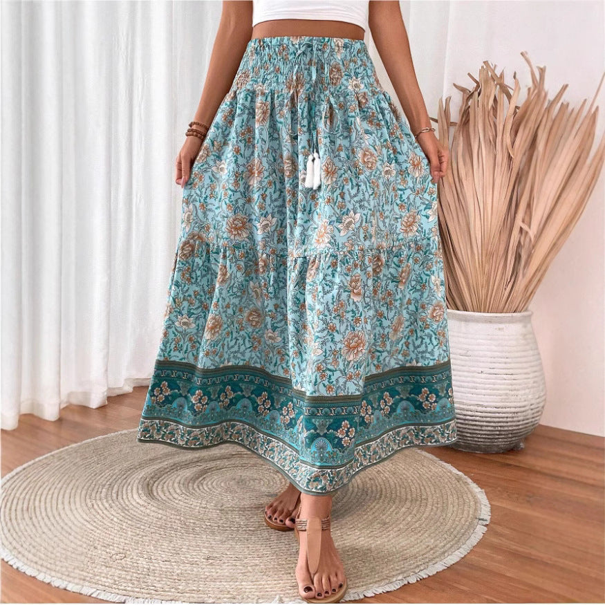 Revie | Jupe longue boho en coton mélangé léger