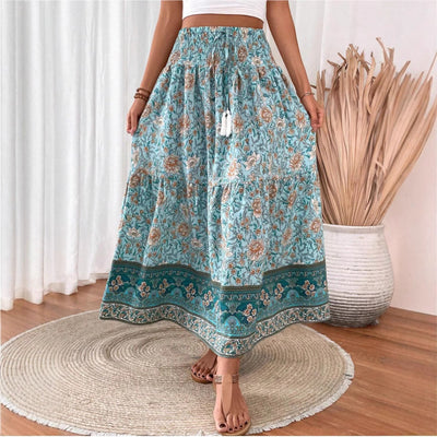 Revie | Jupe longue boho en coton mélangé léger