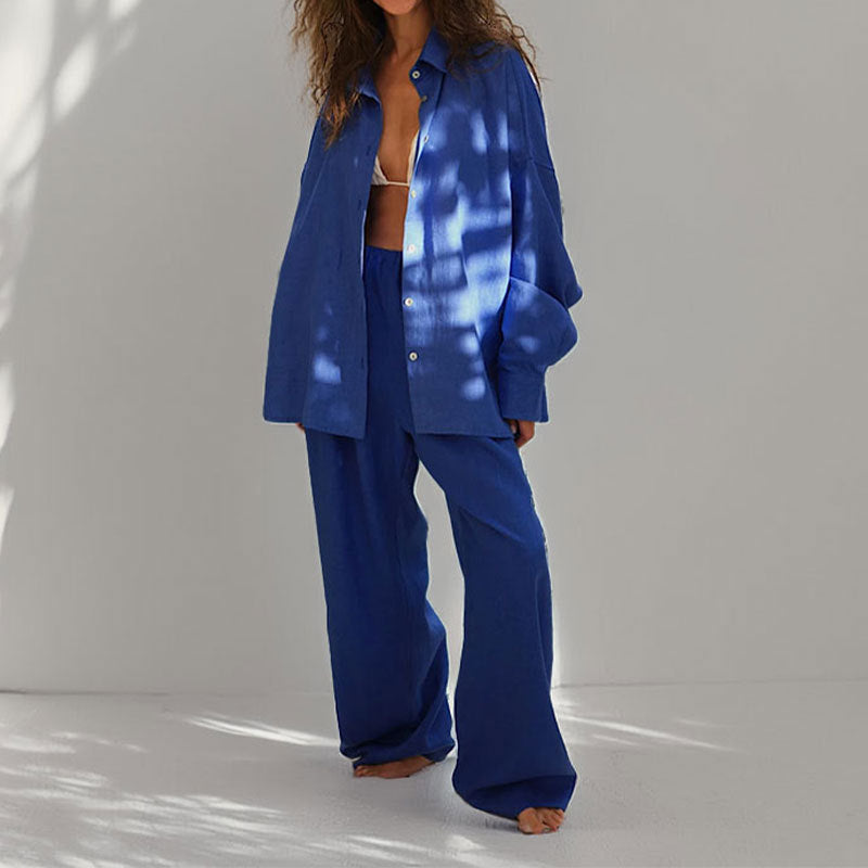 Ensemble femme deux pièces – Coupe oversize – Tissu respirant – Pantalon fluide taille élastique