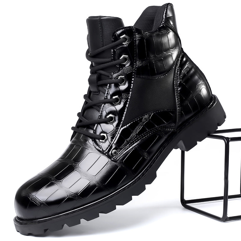 Bottes en Cuir Crocodile Luxueuses à Coupe Large