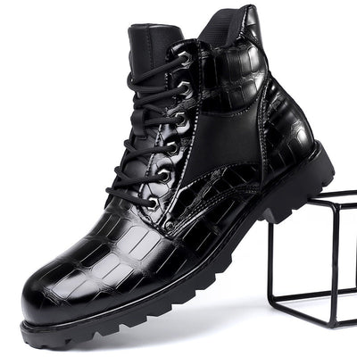 Bottes en Cuir Crocodile Luxueuses à Coupe Large