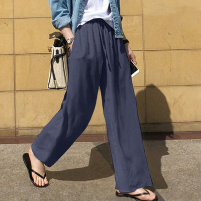 Pantalon Femme Large – Coupe Ample – Tissu Respirant – Taille Élastique avec Cordon