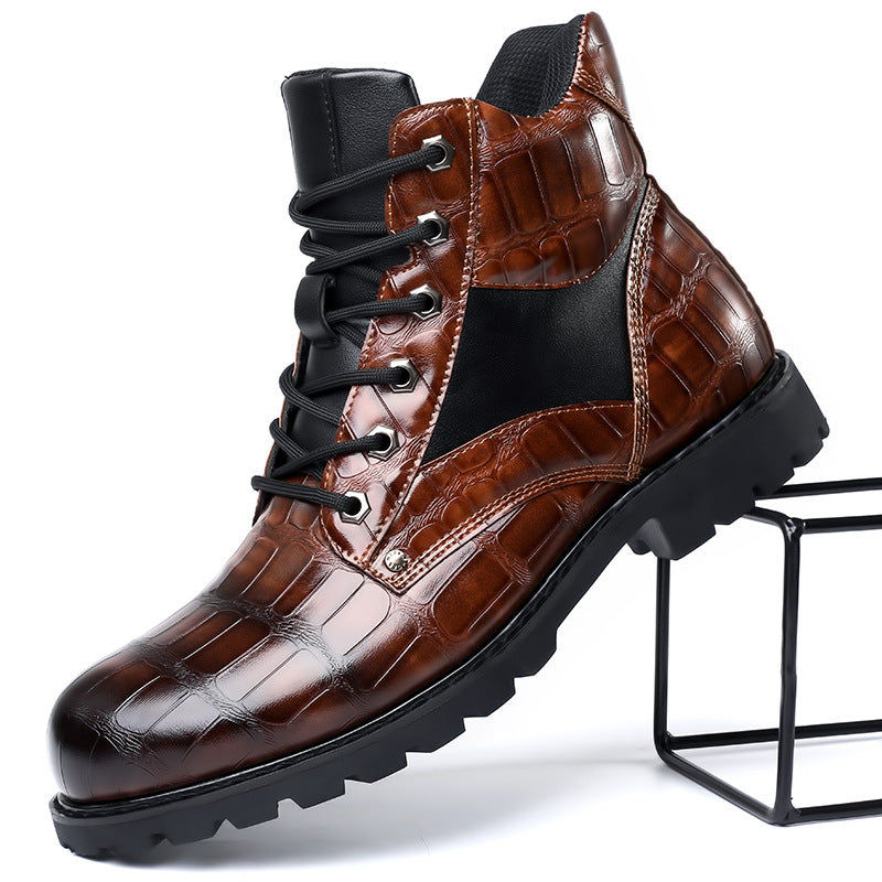Bottes en Cuir Crocodile Luxueuses à Coupe Large
