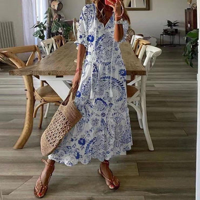 Édith - Robe En Coton Avec Ceinture À Nouer Et Volants