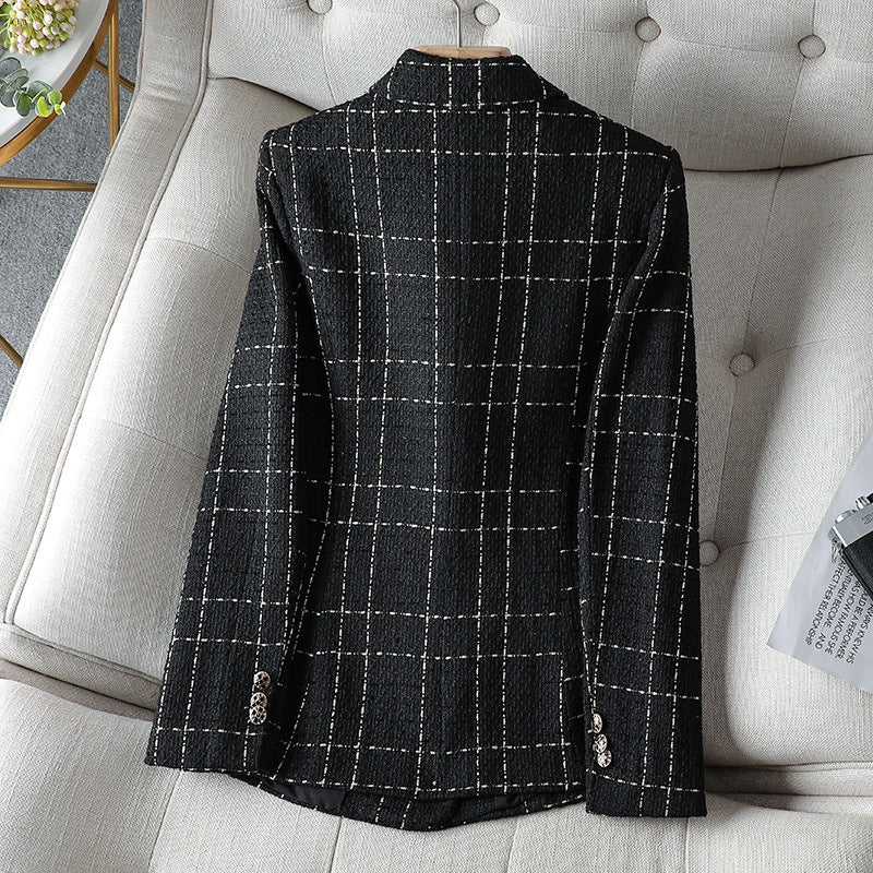 Blazer femme – Coupe cintrée – Tweed texturé – Boutonnage croisé – Détails élégants