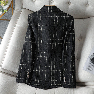 Blazer femme – Coupe cintrée – Tweed texturé – Boutonnage croisé – Détails élégants