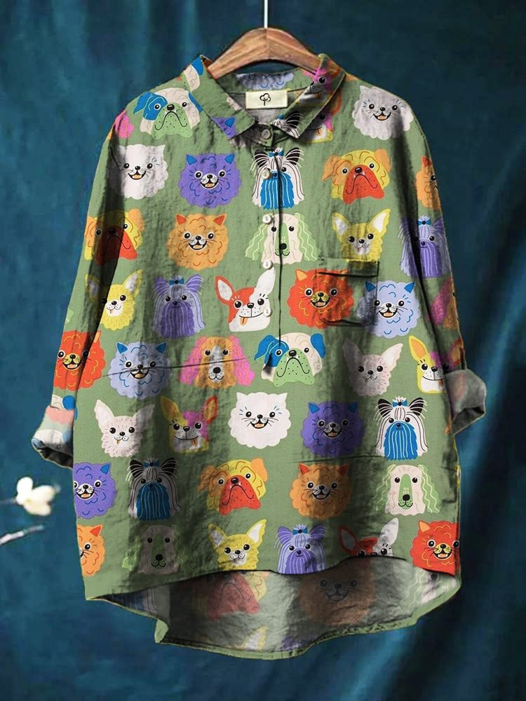 Chemise Décontractée Imprimé Chien | Tendance et Confort | Tissu Doux