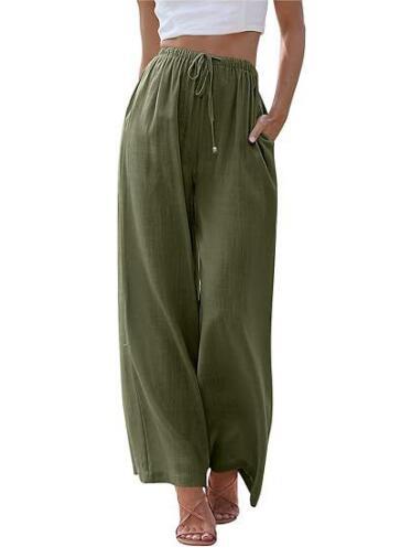 Pantalon Femme Large – Coupe Ample – Tissu Respirant – Taille Cordon – Poches