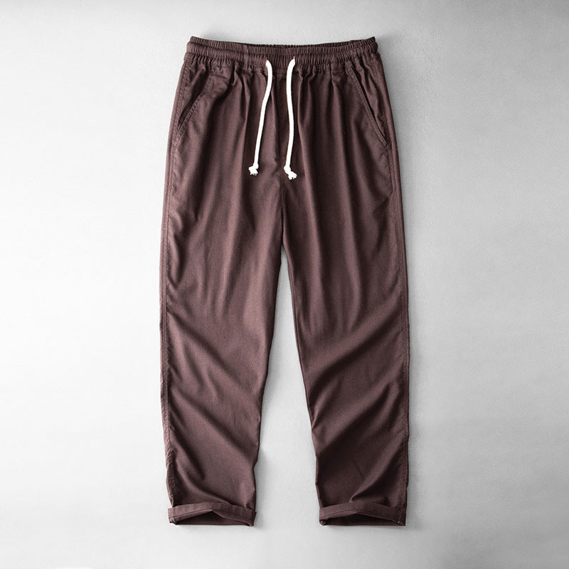 Pantalon homme – Coupe ample – Jambes droites – Taille élastique à cordon – Tissu léger