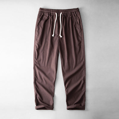 Pantalon homme – Coupe ample – Jambes droites – Taille élastique à cordon – Tissu léger