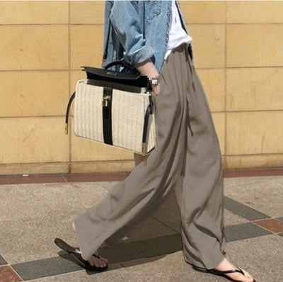 Pantalon Femme Large – Coupe Ample – Tissu Respirant – Taille Élastique avec Cordon