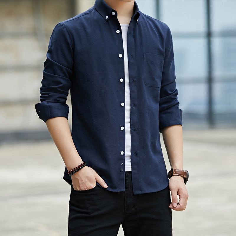 Chemise homme manches longues – Coupe ajustée – Tissu texturé – Boutonnage classique