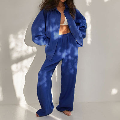 Ensemble femme deux pièces – Coupe oversize – Tissu respirant – Pantalon fluide taille élastique