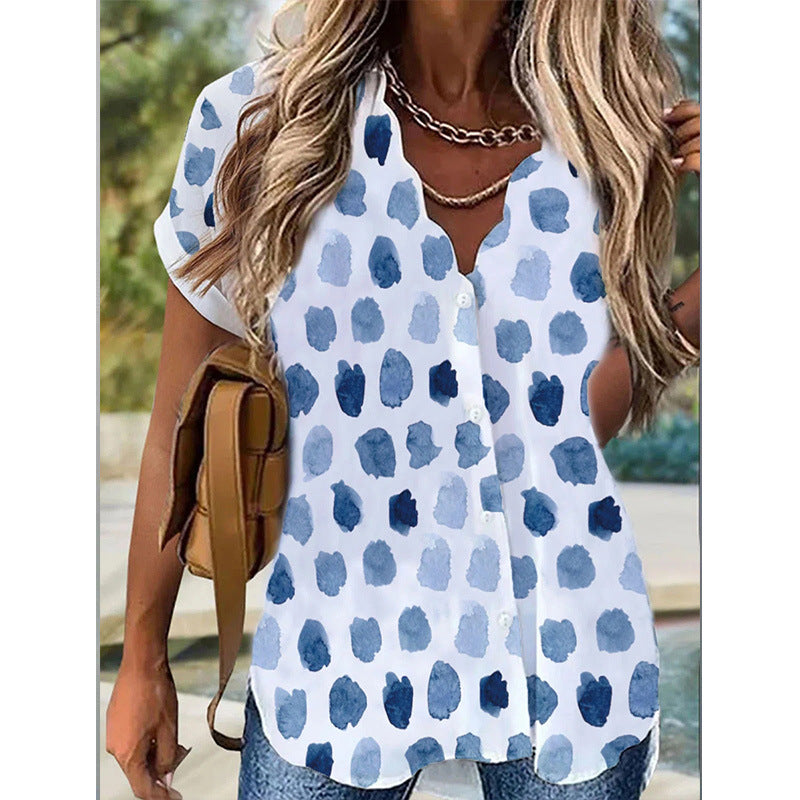 Blouse femme – Manches courtes – Coupe décontractée – Fibres naturelles respirantes