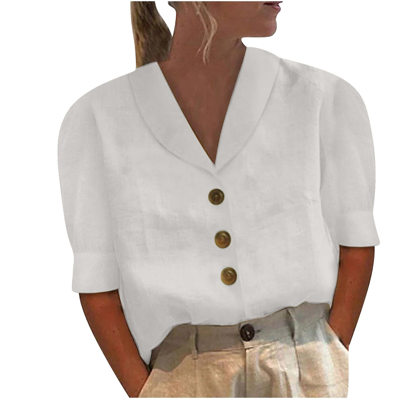 Blouse Chic pour Dames avec Col et Boutons - Vivienne