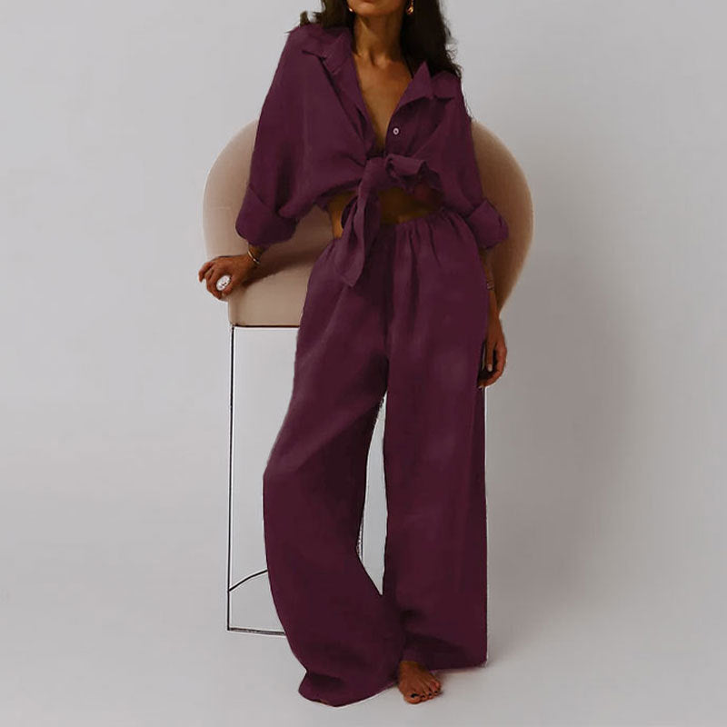 Ensemble femme deux pièces – Coupe oversize – Tissu respirant – Pantalon fluide taille élastique