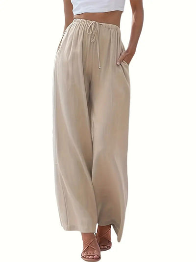 Pantalon Femme Large – Coupe Ample – Tissu Respirant – Taille Cordon – Poches