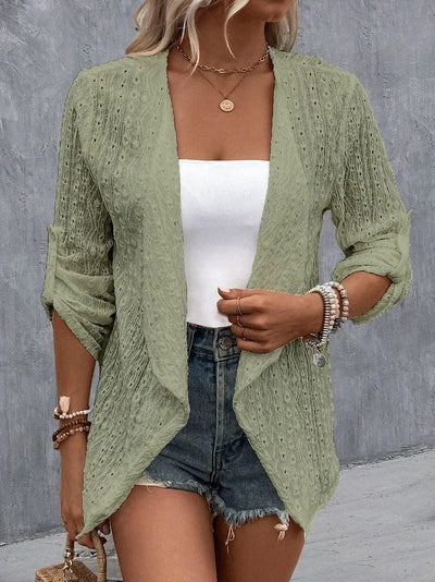 Cardigan pour femmes - Tricot crochet - Coupe décontractée - Ouvert sur le devant - Couche boho légère