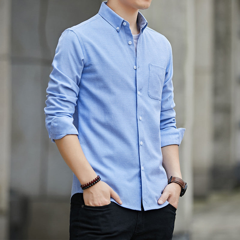 Chemise homme manches longues – Coupe ajustée – Tissu texturé – Boutonnage classique