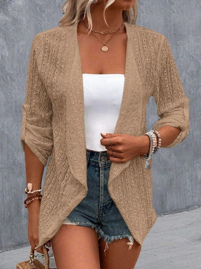 Cardigan pour femmes - Tricot crochet - Coupe décontractée - Ouvert sur le devant - Couche boho légère
