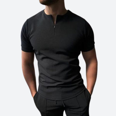 T-shirt élégant à col rond et fermeture éclair pour hommes - Okello