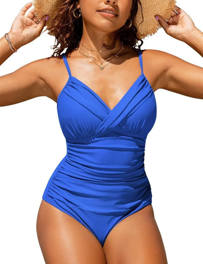 Maillot de bain femme décolleté en V coques structurées maintien parfait