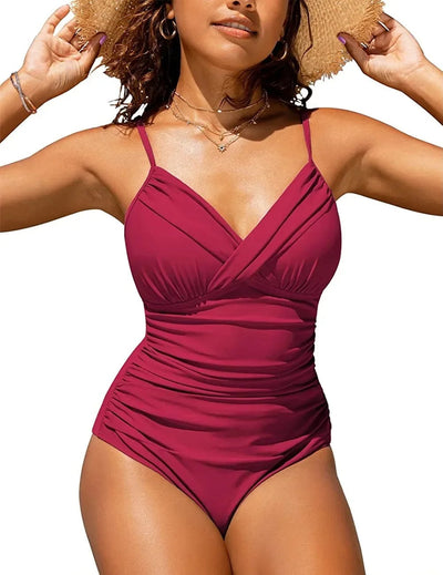 Maillot de bain femme décolleté en V coques structurées maintien parfait