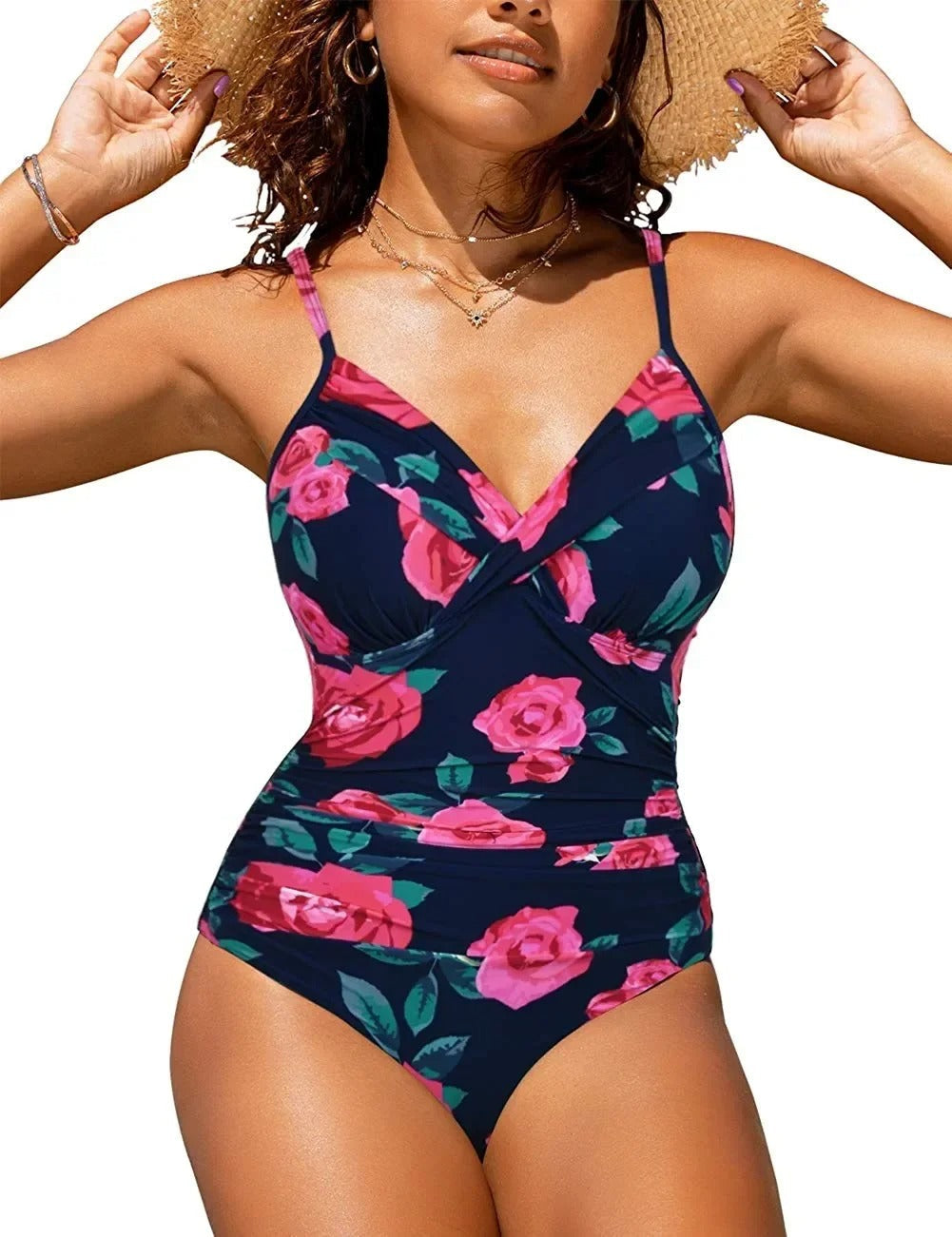 Maillot de bain femme décolleté en V coques structurées maintien parfait