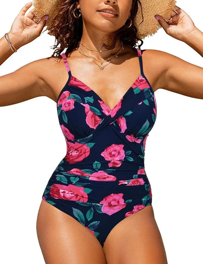 Maillot de bain femme décolleté en V coques structurées maintien parfait