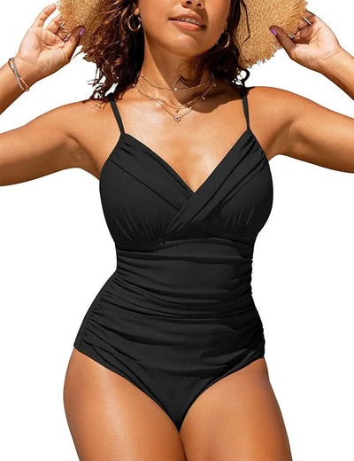 Maillot de bain femme décolleté en V coques structurées maintien parfait