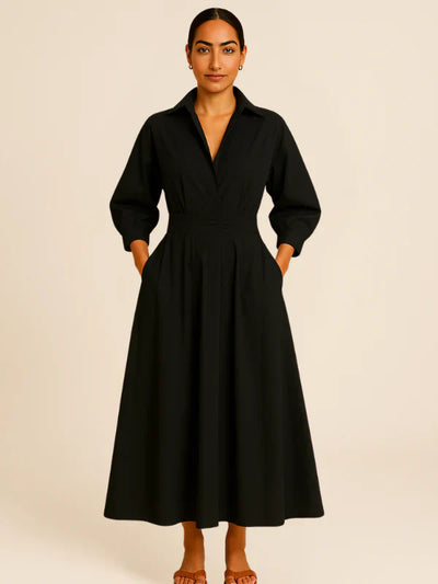 Karina | Collared Shirt Dress with Button-Down Front and Cinched Waist