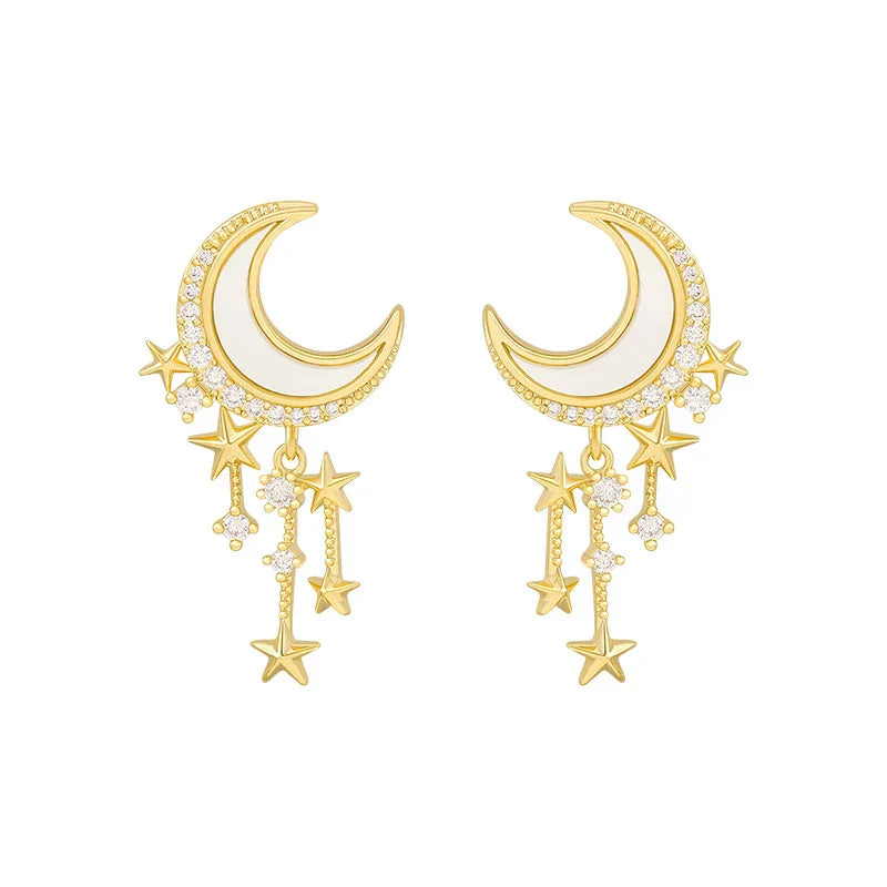 Boucles d'Oreilles de Luxe en Forme de Lune