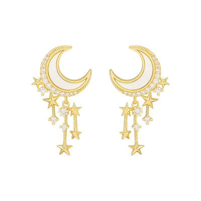 Boucles d'Oreilles de Luxe en Forme de Lune