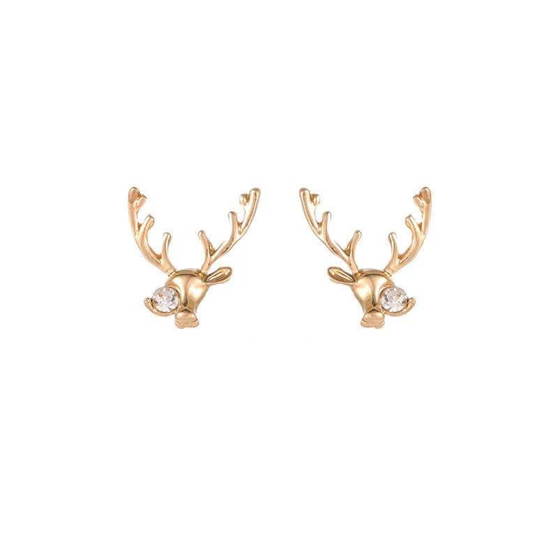 Boucles d'Oreilles Renne avec Zirconium en Or