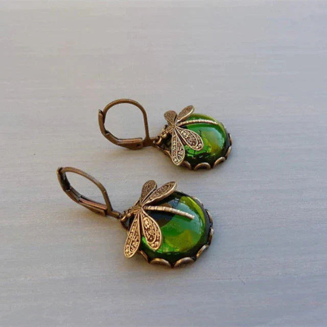 Boucles d'oreilles en cristal bleu avec cristal bleu en or antique