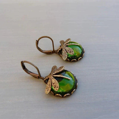 Boucles d'oreilles en cristal bleu avec cristal bleu en or antique