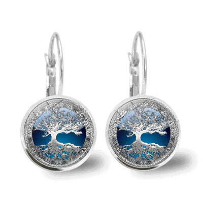 Boucles d'oreilles en arbre de vie argentées