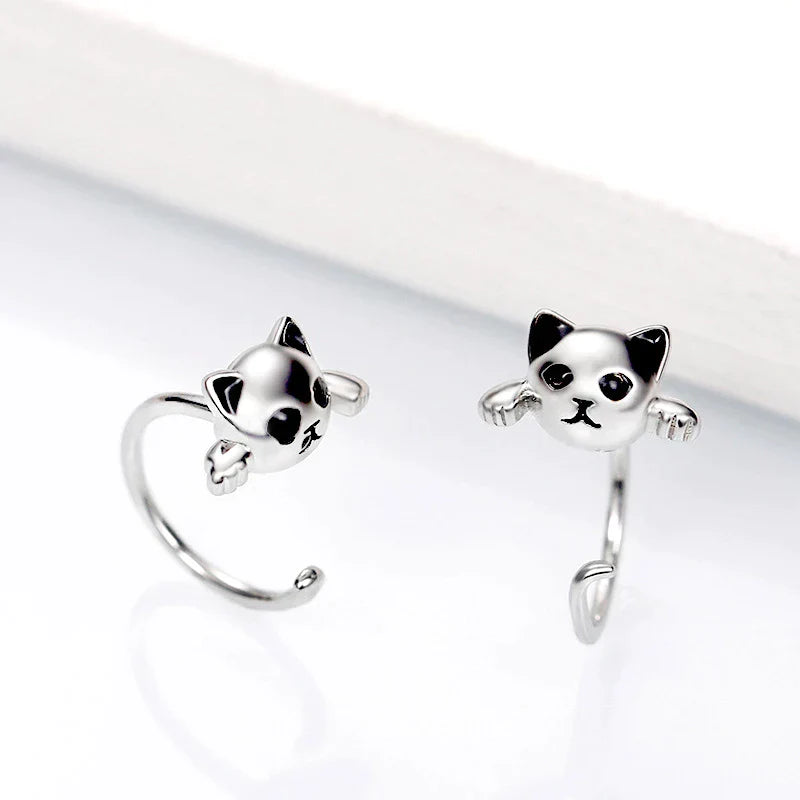 Boucle d'Oreille Chaton en Argent 925