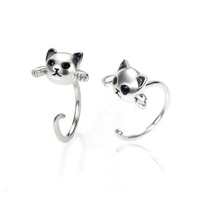 Boucle d'Oreille Chaton en Argent 925