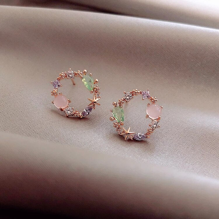 Boucles d'oreilles en cristal et or rose