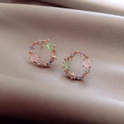 Boucles d'oreilles en cristal et or rose