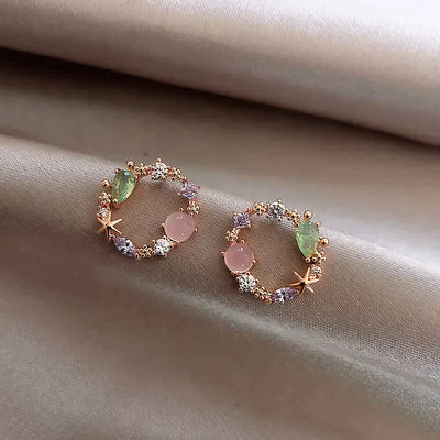 Boucles d'oreilles en cristal et or rose