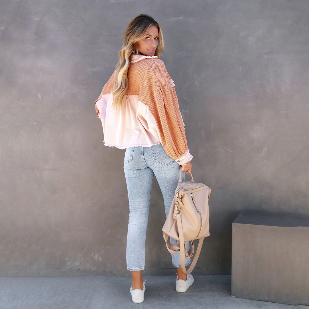 Veste femme – Coupe ample – Maille texturée douce – Boutonnage frontal – Style décontracté