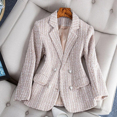 Blazer Femme – Coupe Cintrée – Tissu Texturé Haut de Gamme – Double Boutonnage