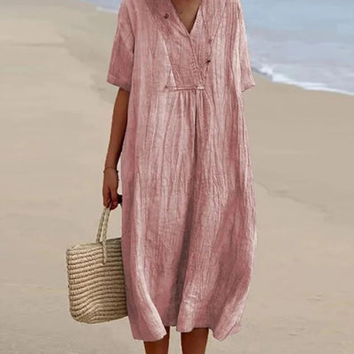 Robe Col V | 100% Lin | Fraîcheur Naturelle