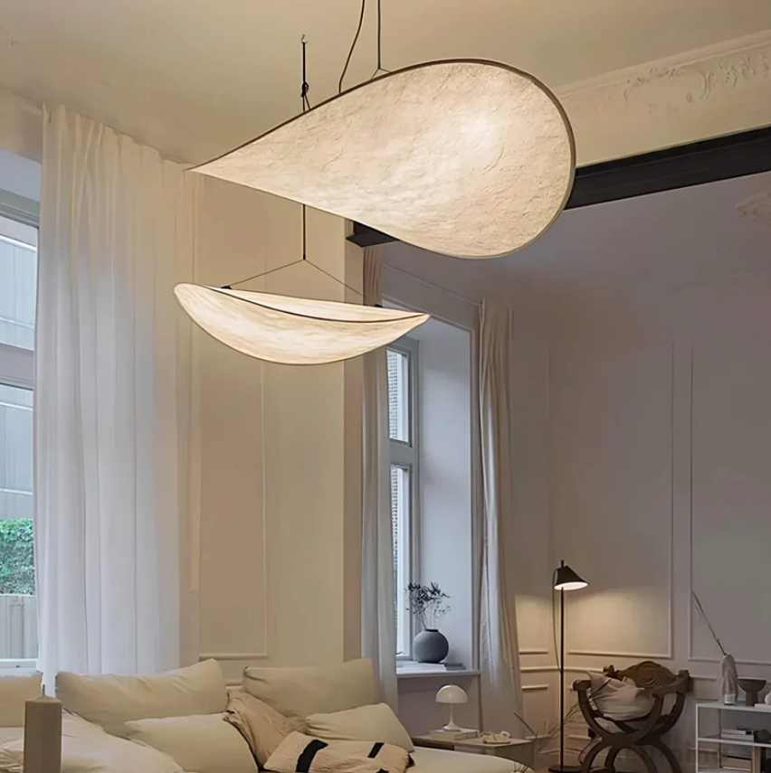 Lumière - Plafonnier Fait Main en Soie - Éclairage Élégant et Unique