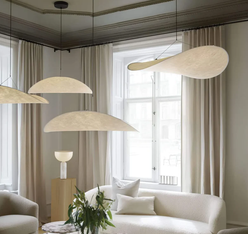 Lumière - Plafonnier Fait Main en Soie - Éclairage Élégant et Unique